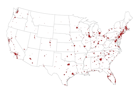 U.S. Urbanized Areas Map